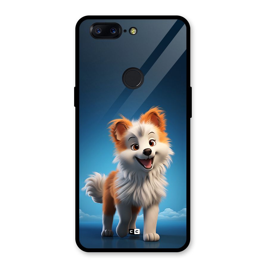 Cute Puppy Walking Glass Back Case for OnePlus 5T