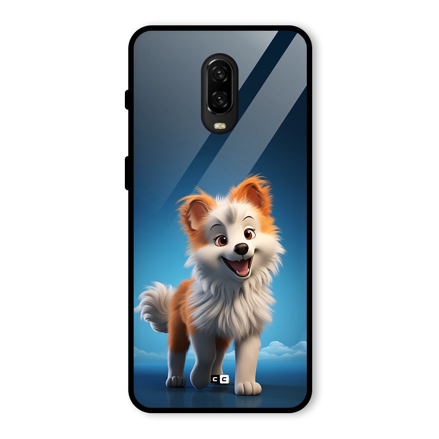 Cute Puppy Walking Glass Back Case for OnePlus 6T