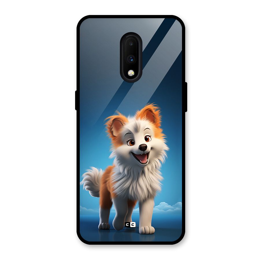 Cute Puppy Walking Glass Back Case for OnePlus 7