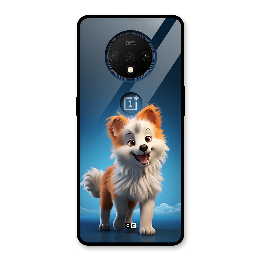 Cute Puppy Walking Glass Back Case for OnePlus 7T