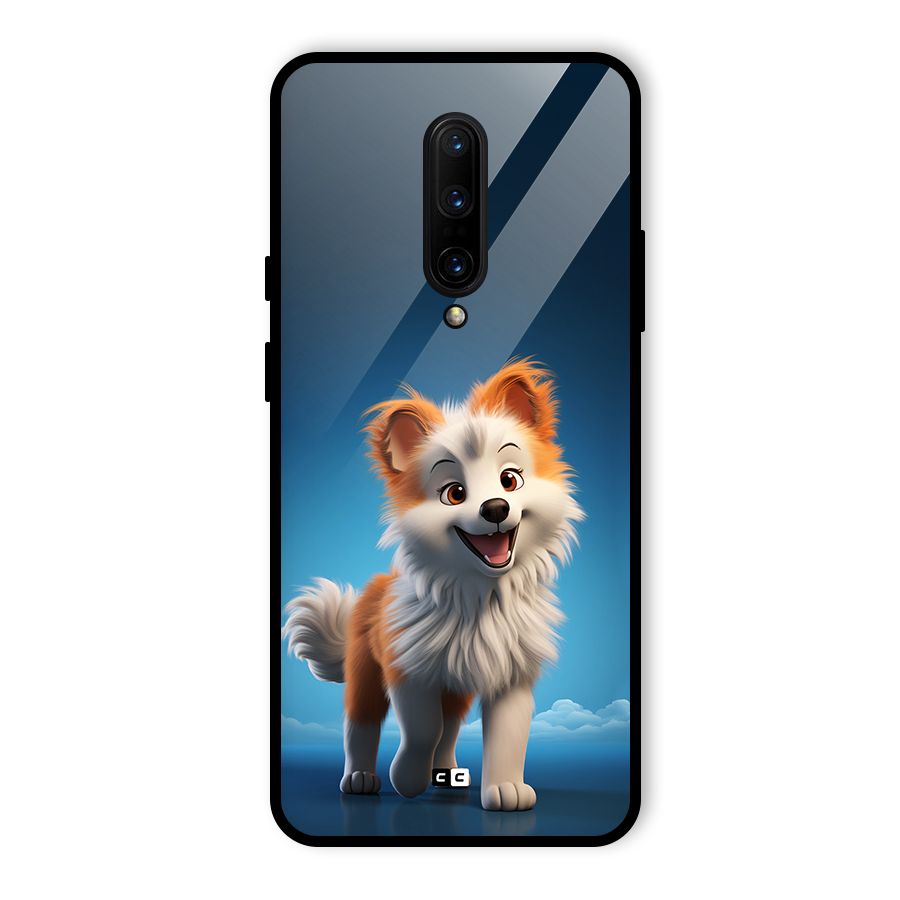 Cute Puppy Walking Glass Back Case for OnePlus 7 Pro