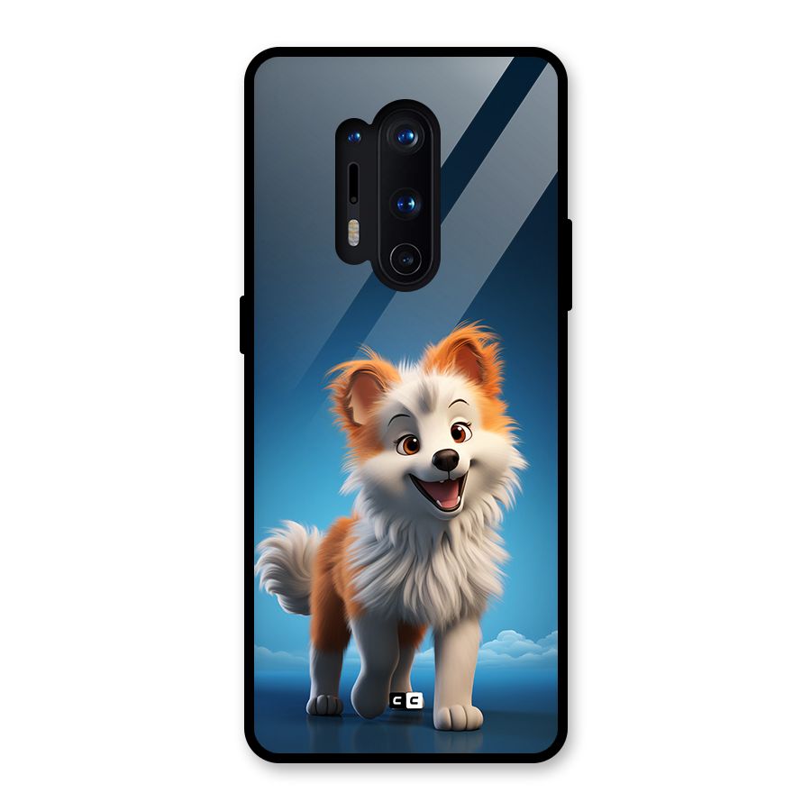 Cute Puppy Walking Glass Back Case for OnePlus 8 Pro