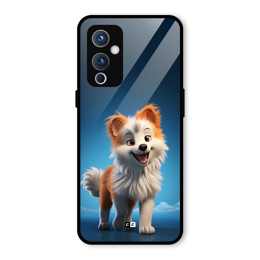 Cute Puppy Walking Glass Back Case for OnePlus 9