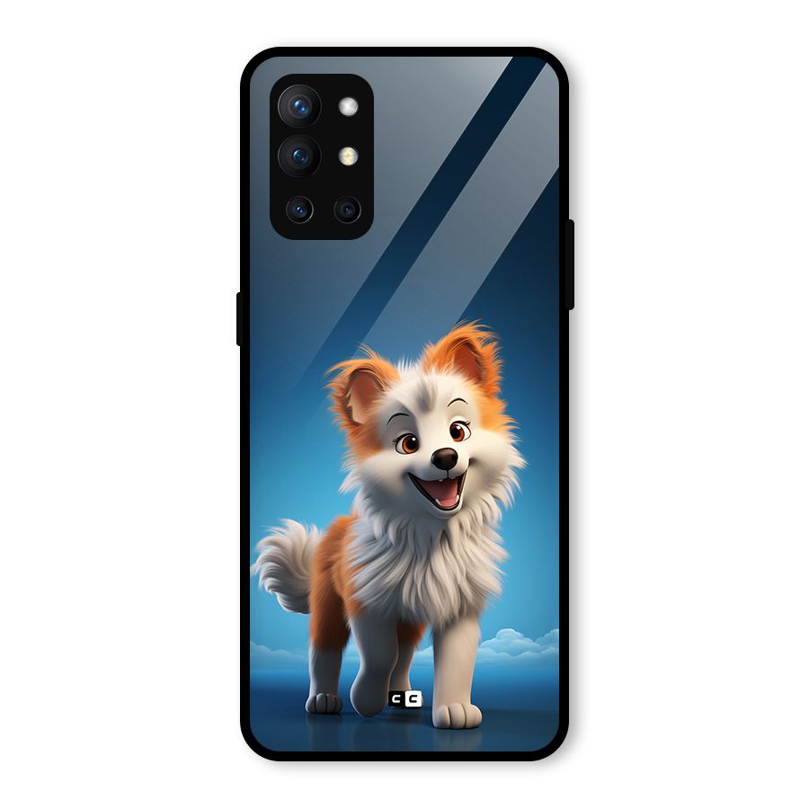 Cute Puppy Walking Glass Back Case for OnePlus 9R