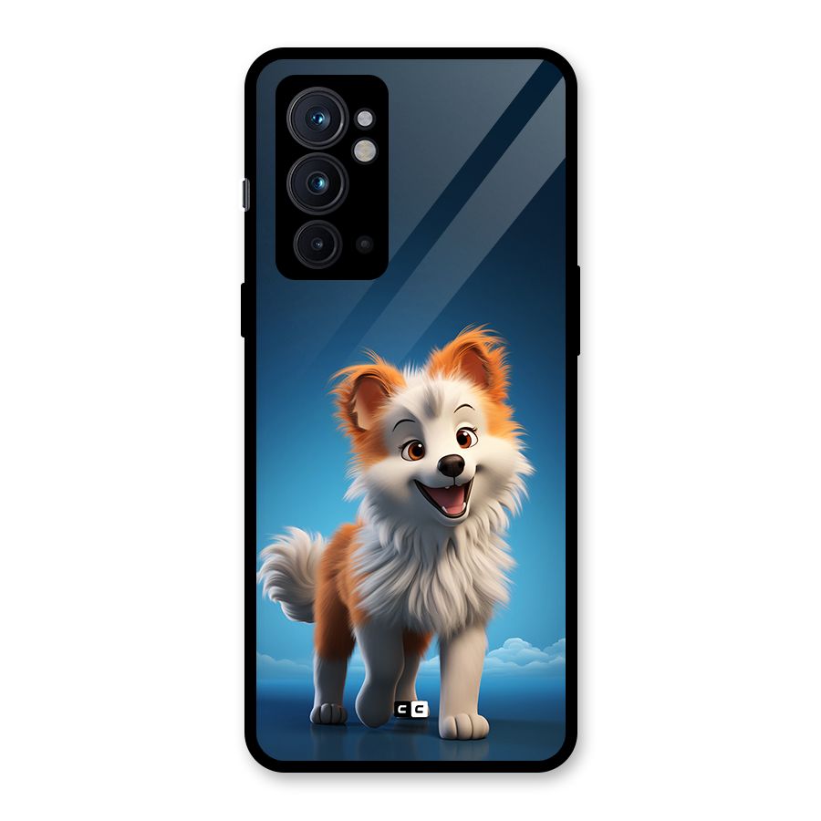 Cute Puppy Walking Glass Back Case for OnePlus 9RT 5G