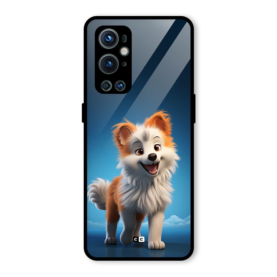 Cute Puppy Walking Glass Back Case for OnePlus 9 Pro