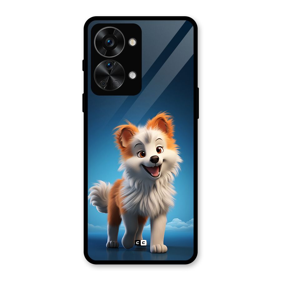 Cute Puppy Walking Glass Back Case for OnePlus Nord 2T