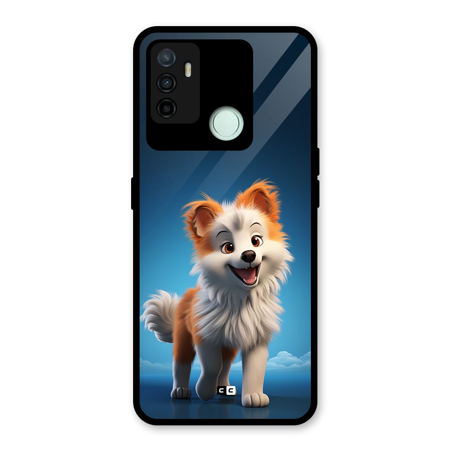 Cute Puppy Walking Glass Back Case for Oppo A53