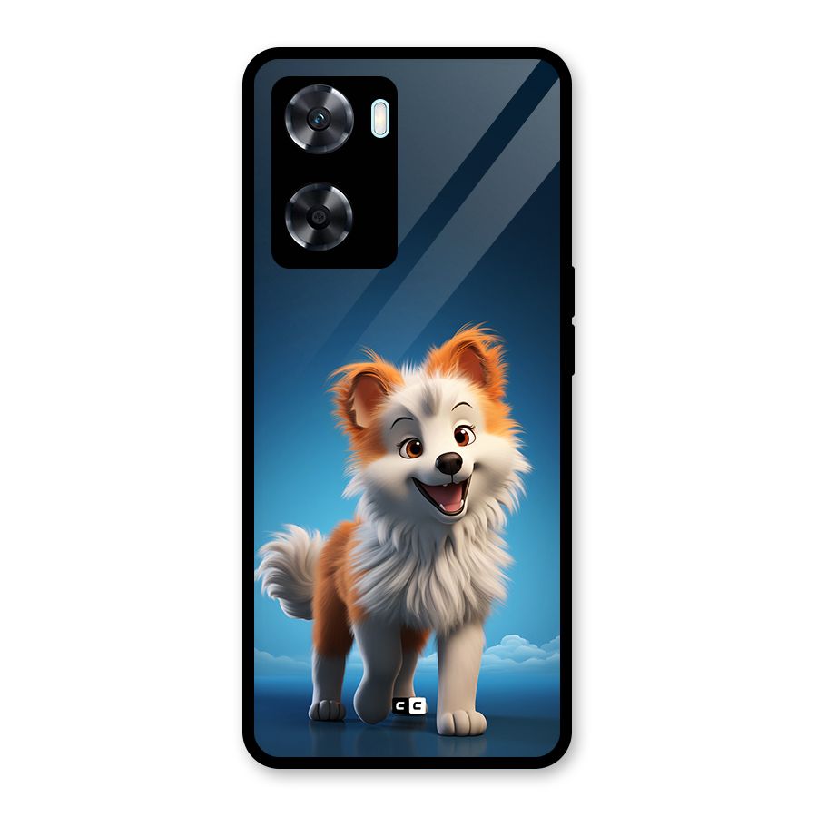 Cute Puppy Walking Glass Back Case for Oppo A77