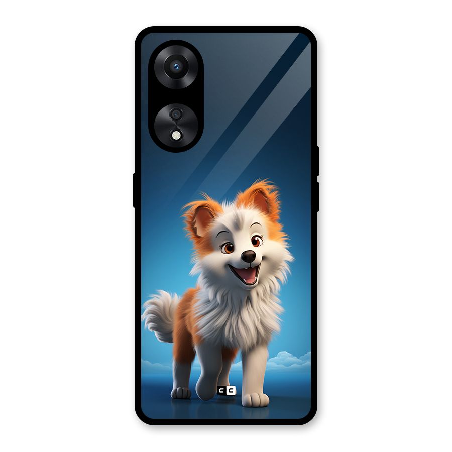 Cute Puppy Walking Glass Back Case for Oppo A78