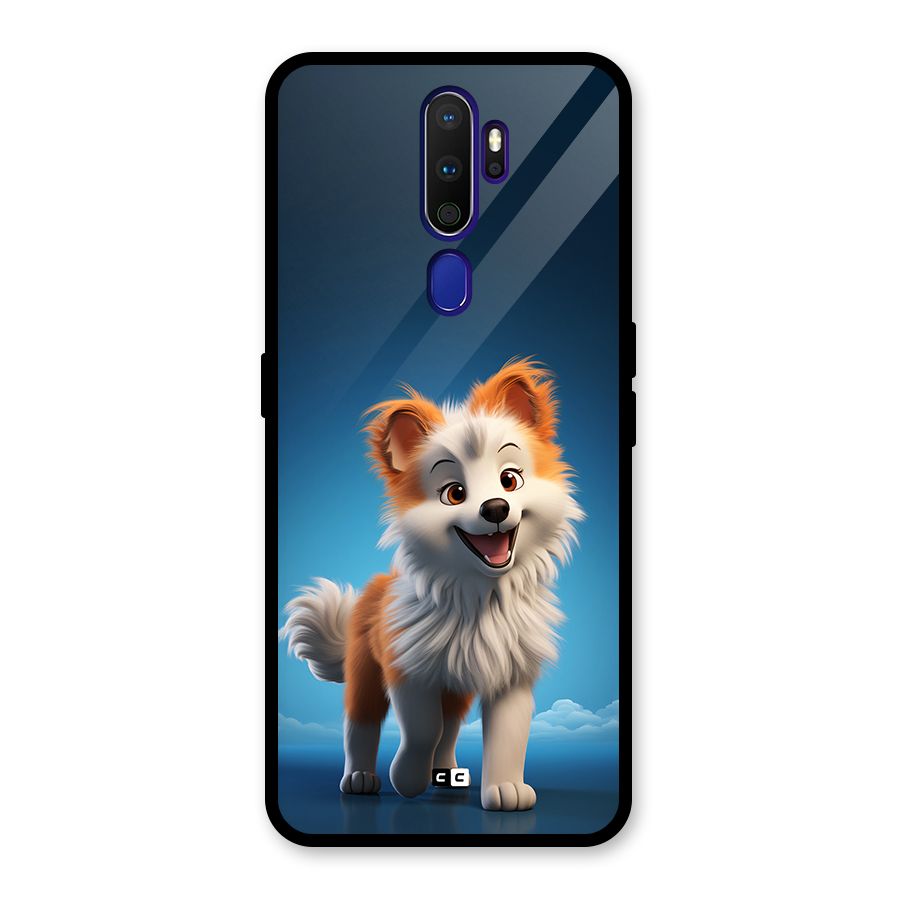Cute Puppy Walking Glass Back Case for Oppo A9 (2020)