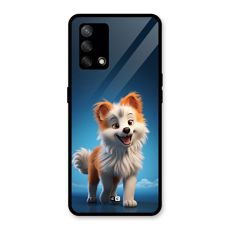 Cute Puppy Walking Glass Back Case for Oppo F19s