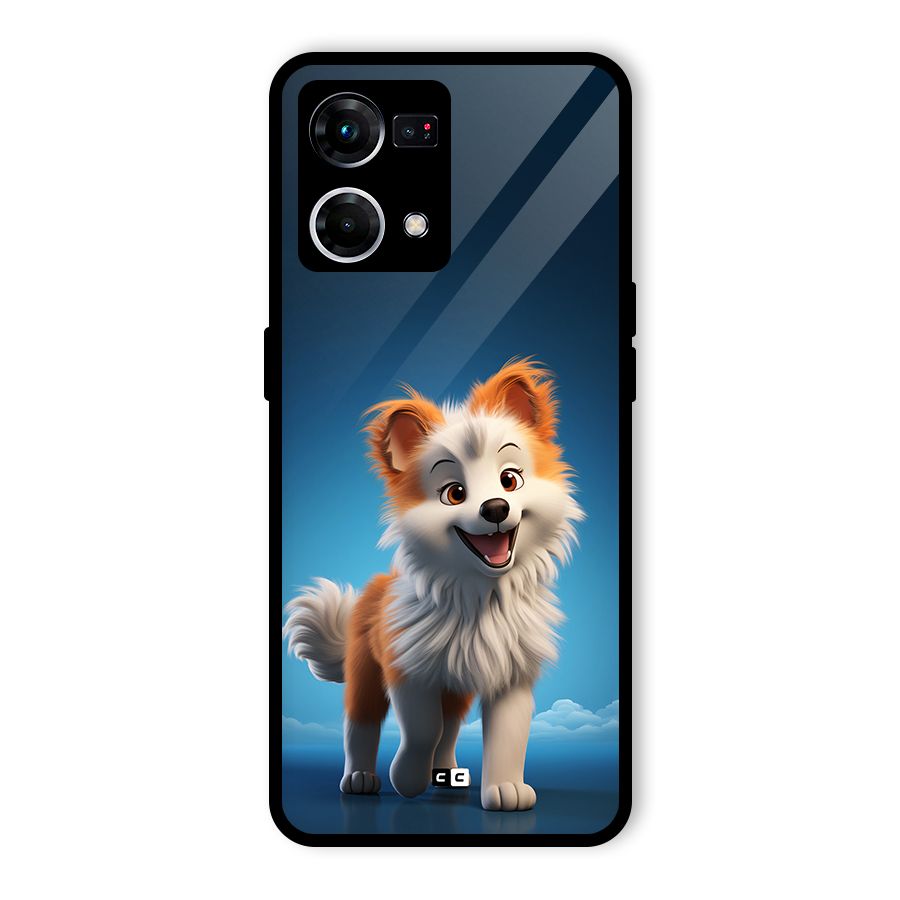 Cute Puppy Walking Glass Back Case for Oppo F21s Pro 4G