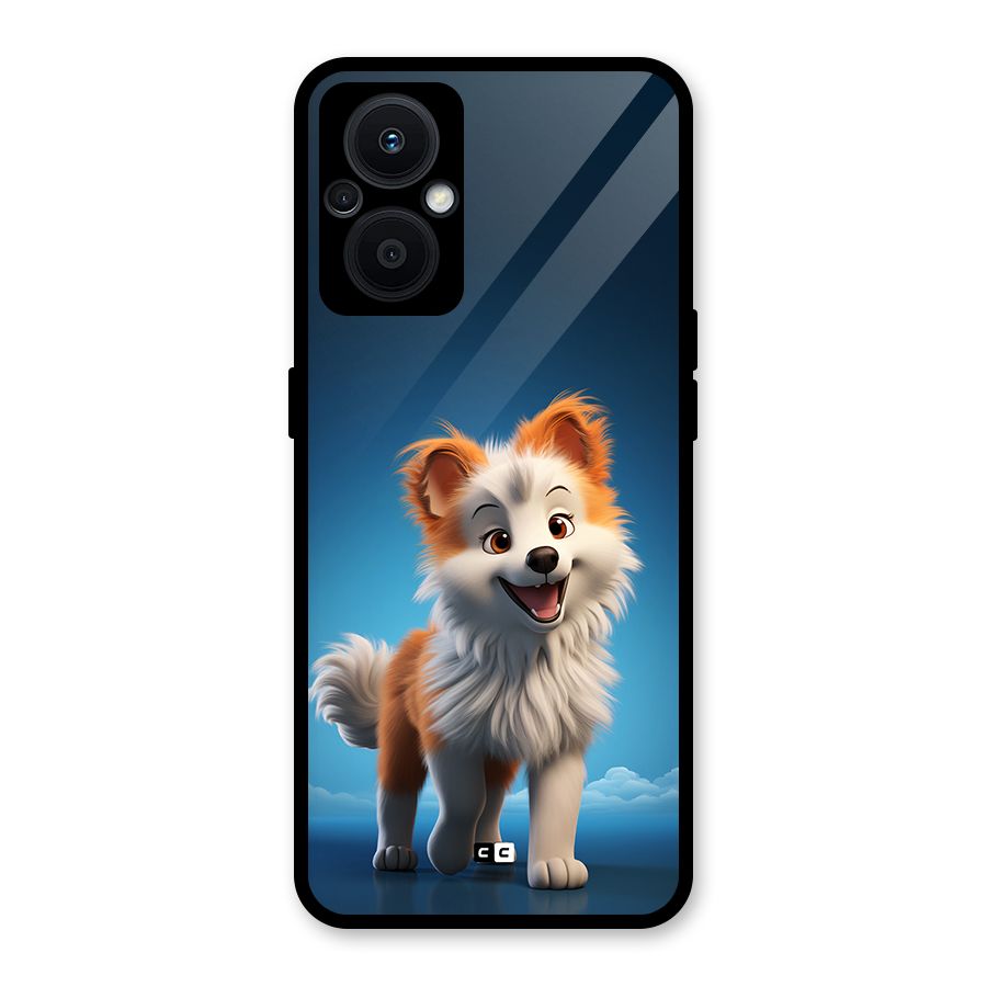 Cute Puppy Walking Glass Back Case for Oppo F21s Pro 5G