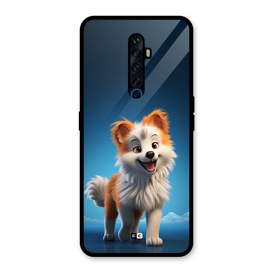 Cute Puppy Walking Glass Back Case for Oppo Reno2 F