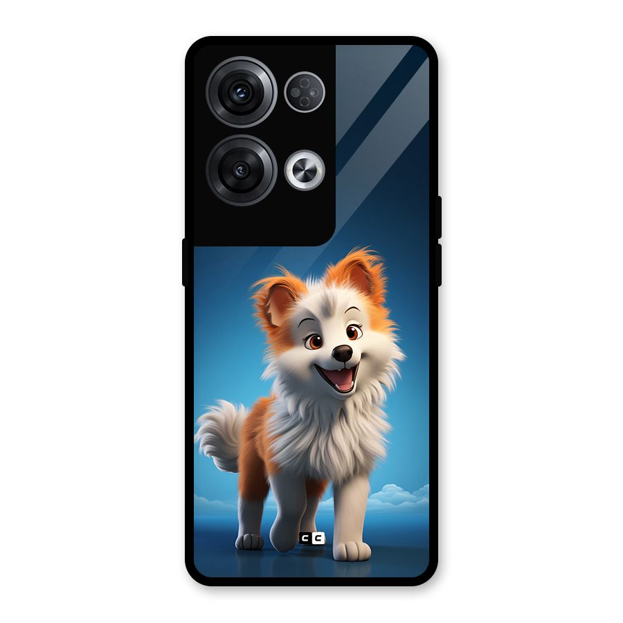 Cute Puppy Walking Glass Back Case for Oppo Reno8 Pro 5G