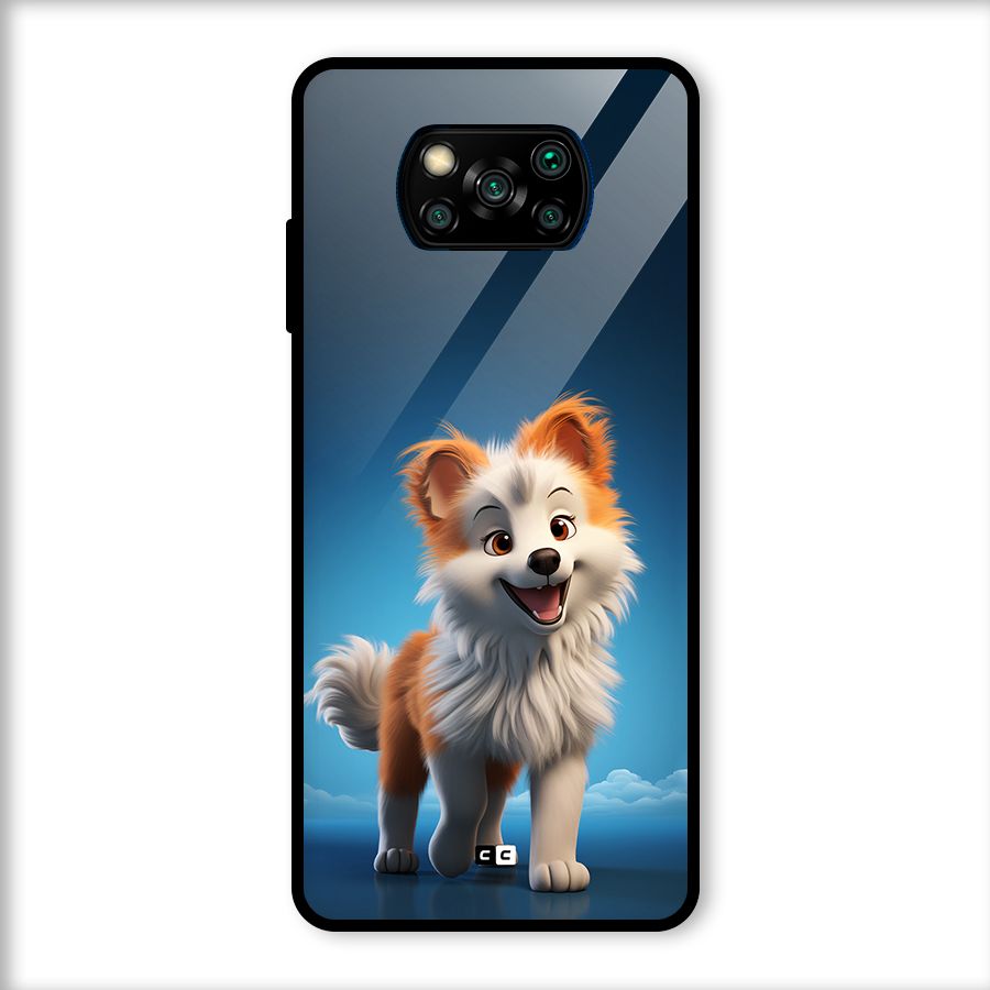 Cute Puppy Walking Glass Back Case for Poco X3