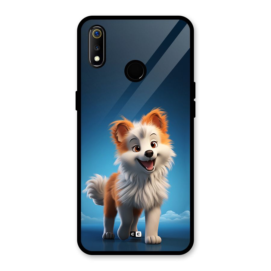 Cute Puppy Walking Glass Back Case for Realme 3i