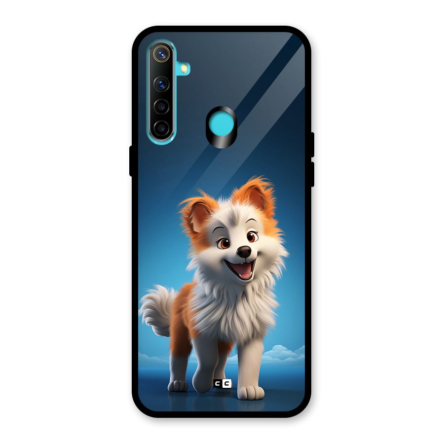 Cute Puppy Walking Glass Back Case for Realme 5s