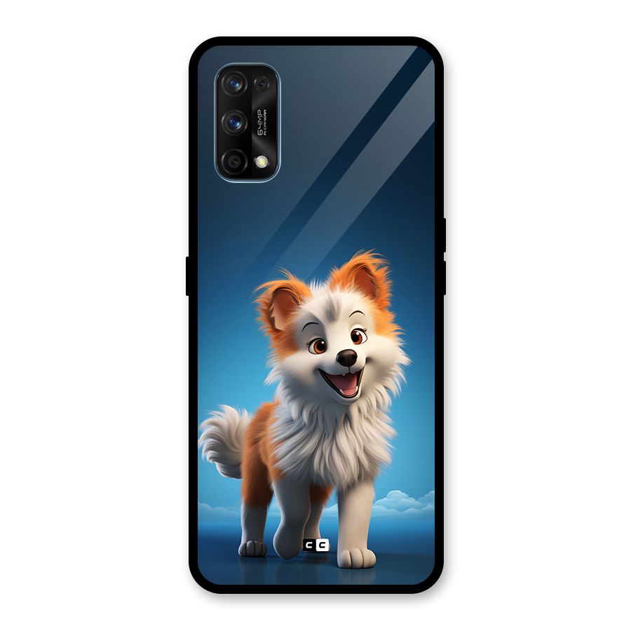 Cute Puppy Walking Glass Back Case for Realme 7 Pro