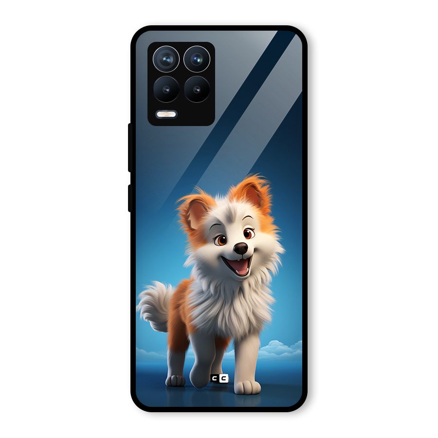 Cute Puppy Walking Glass Back Case for Realme 8