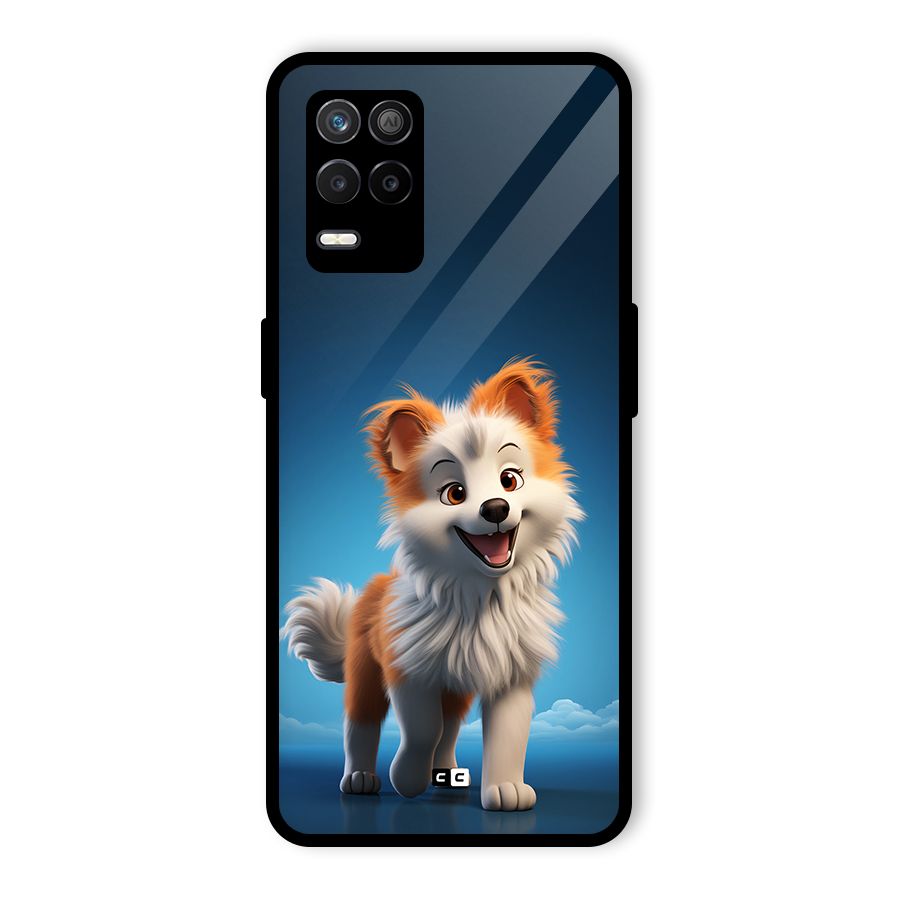 Cute Puppy Walking Glass Back Case for Realme 8s 5G