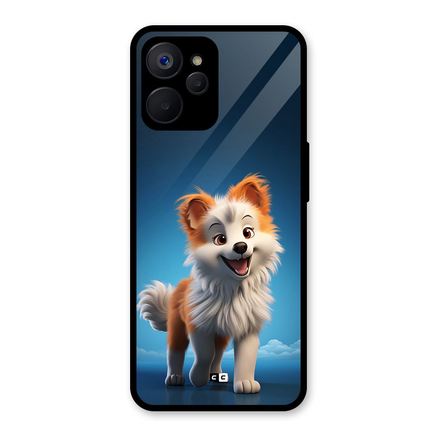 Cute Puppy Walking Glass Back Case for Realme 9i 5G