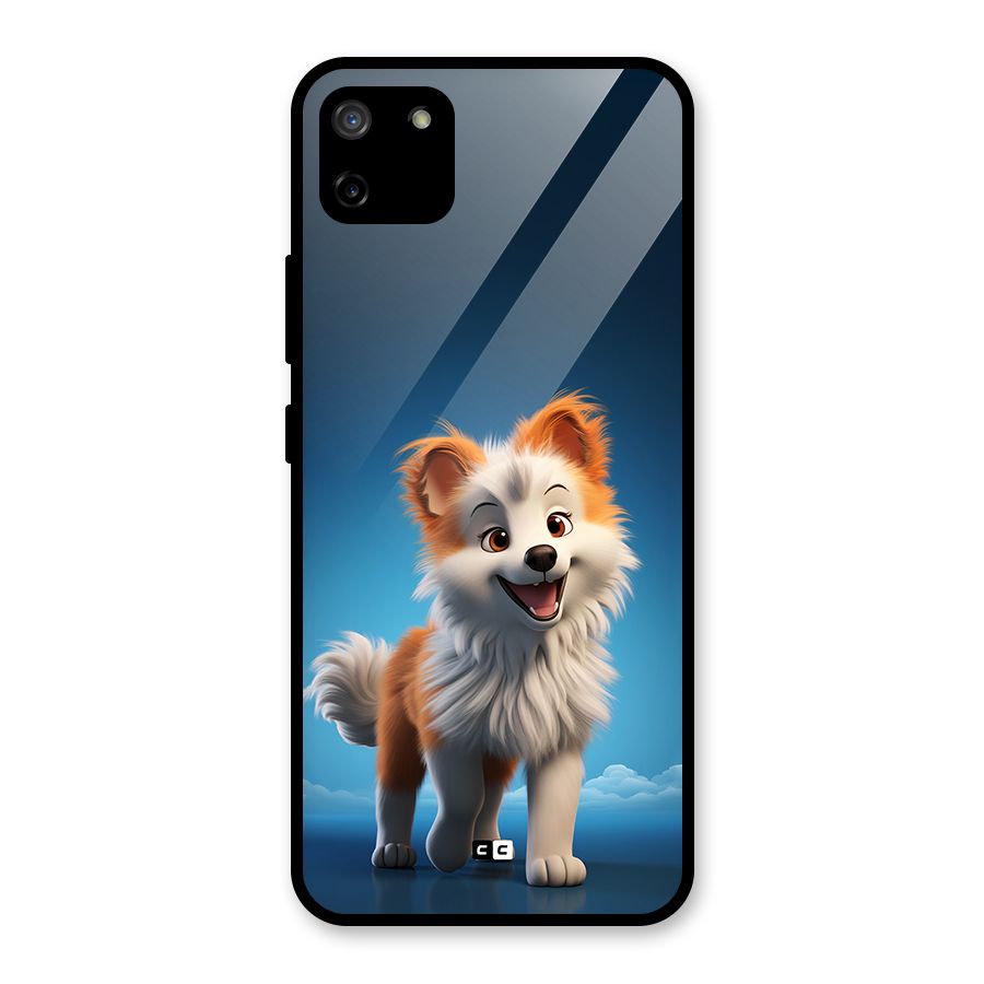 Cute Puppy Walking Glass Back Case for Realme C11