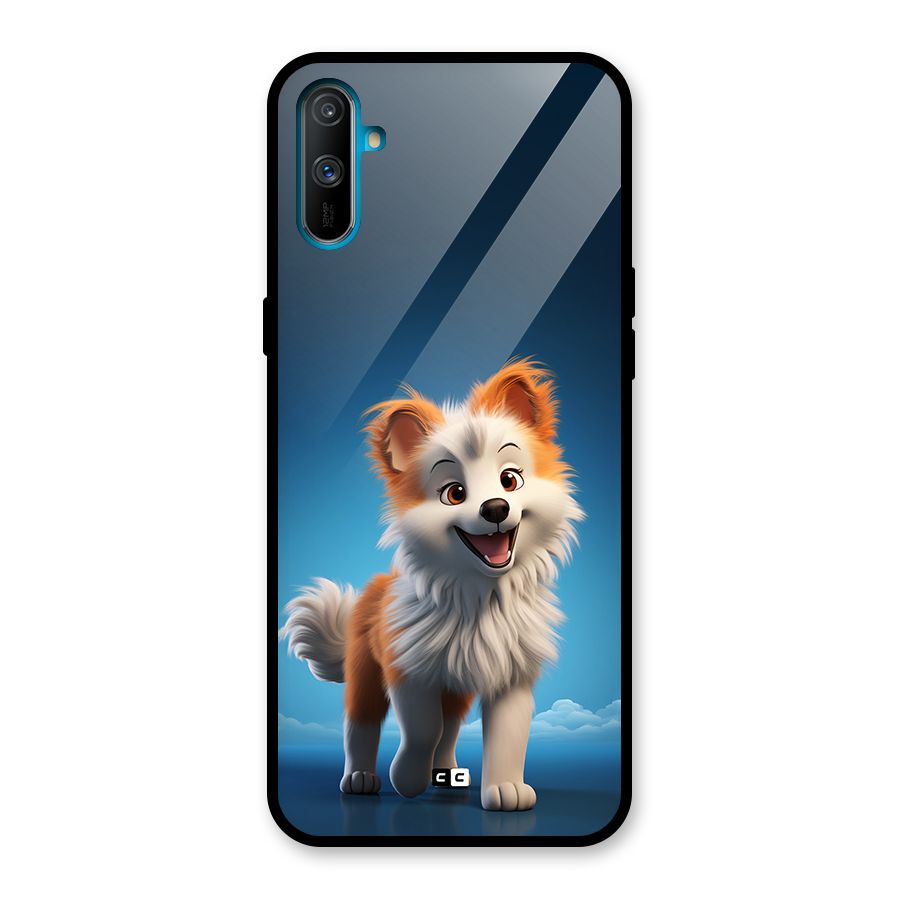 Cute Puppy Walking Glass Back Case for Realme C3
