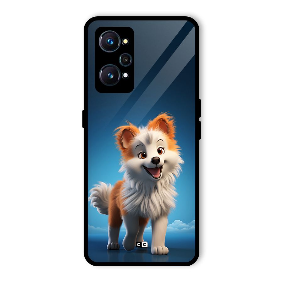 Cute Puppy Walking Glass Back Case for Realme GT 2