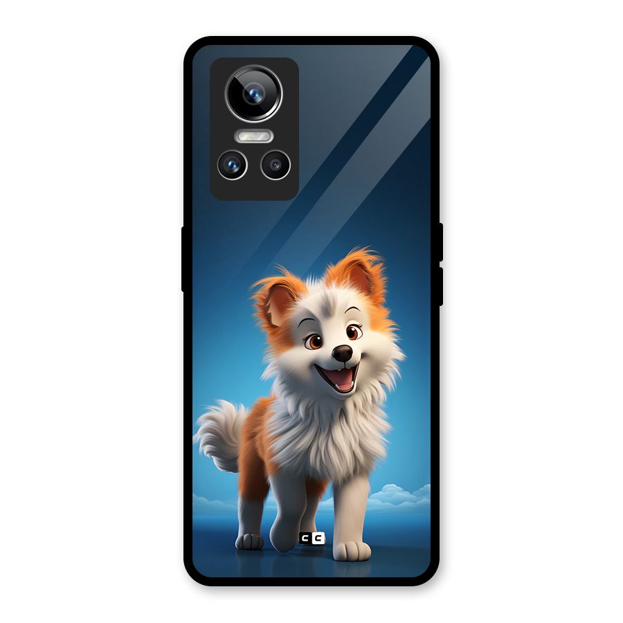 Cute Puppy Walking Glass Back Case for Realme GT Neo 3