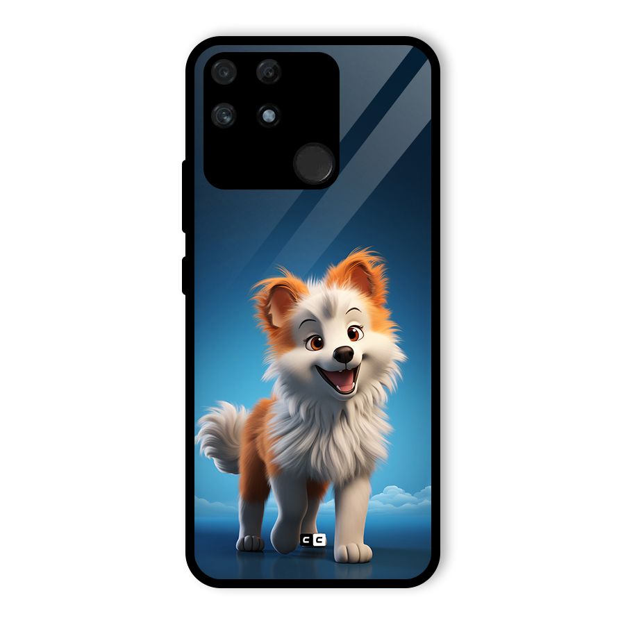 Cute Puppy Walking Glass Back Case for Realme Narzo 50A