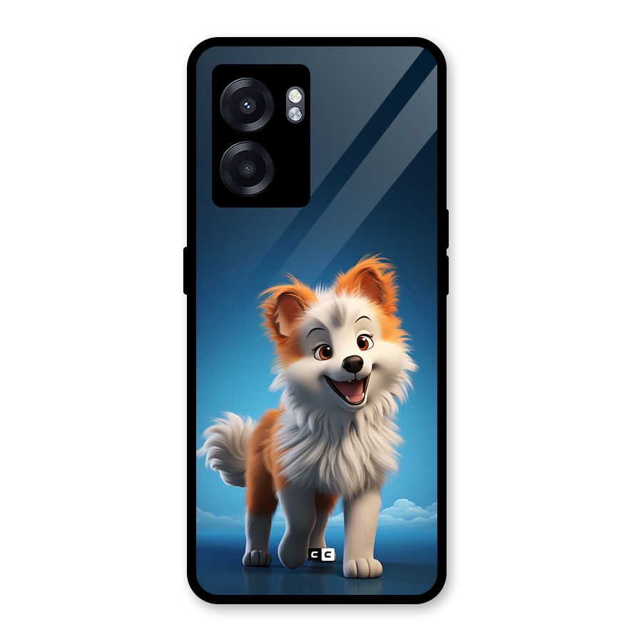 Cute Puppy Walking Glass Back Case for Realme Narzo 50 5G