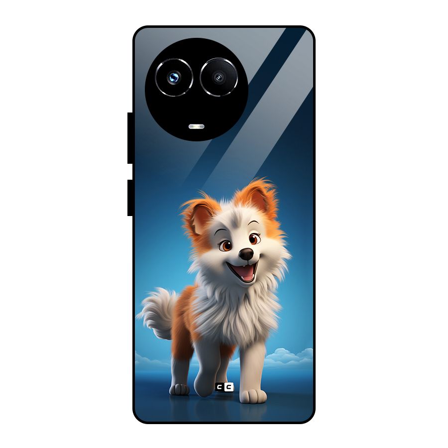 Cute Puppy Walking Glass Back Case for Realme Narzo 60X