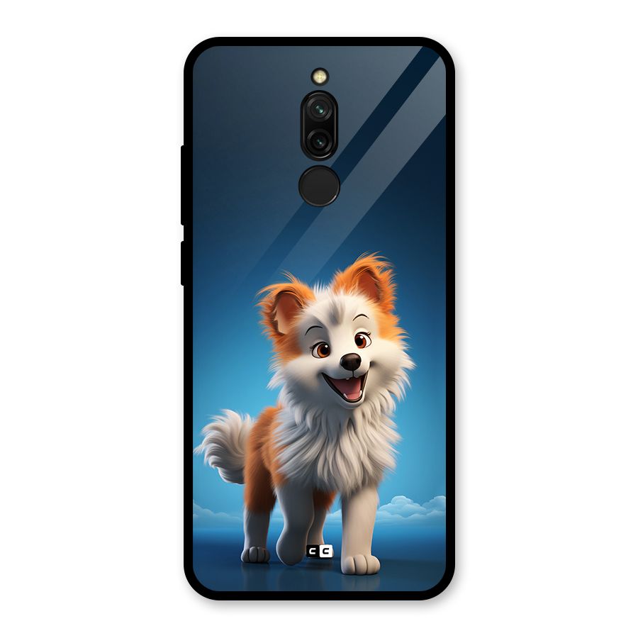 Cute Puppy Walking Glass Back Case for Redmi 8