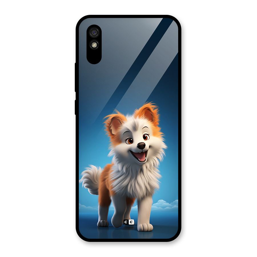 Cute Puppy Walking Glass Back Case for Redmi 9A
