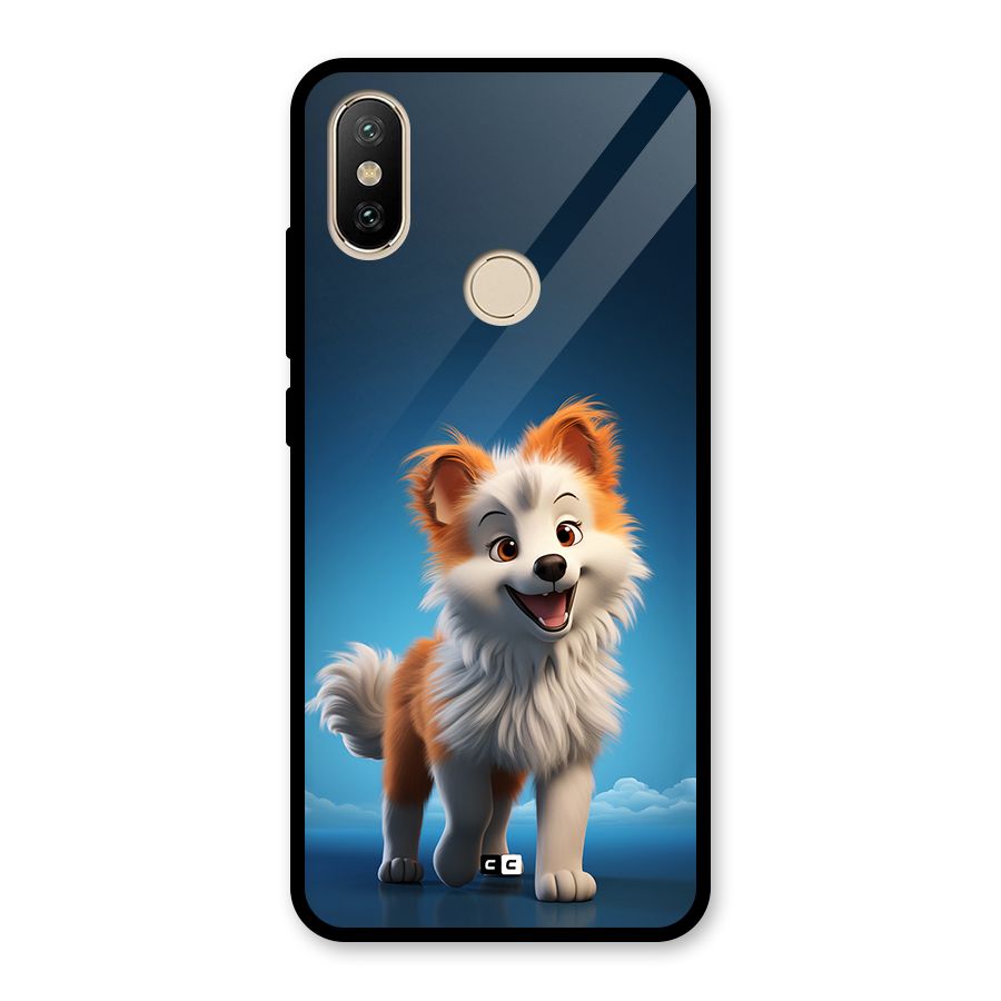 Cute Puppy Walking Glass Back Case for Redmi A2