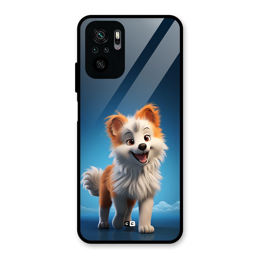 Cute Puppy Walking Glass Back Case for Redmi Note 11 SE