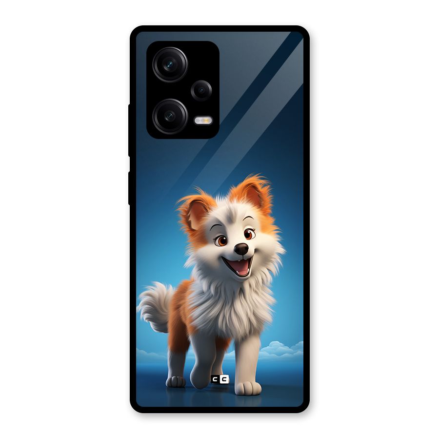 Cute Puppy Walking Glass Back Case for Redmi Note 12 Pro