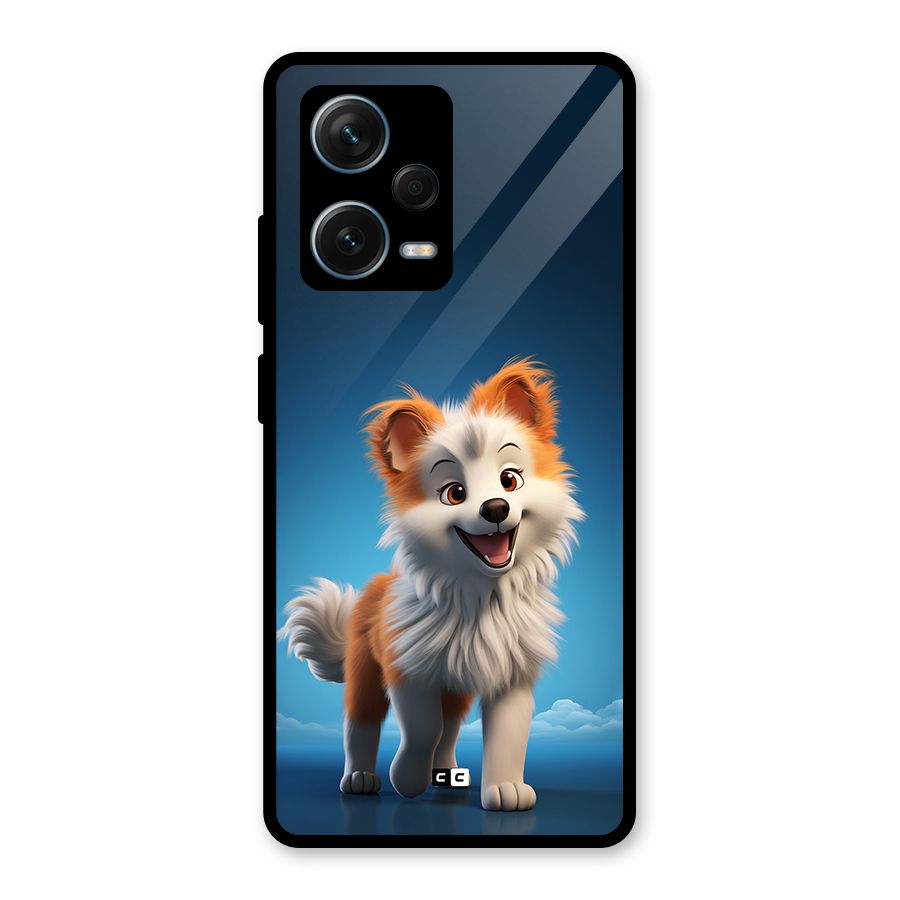 Cute Puppy Walking Glass Back Case for Redmi Note 12 Pro Plus 5G