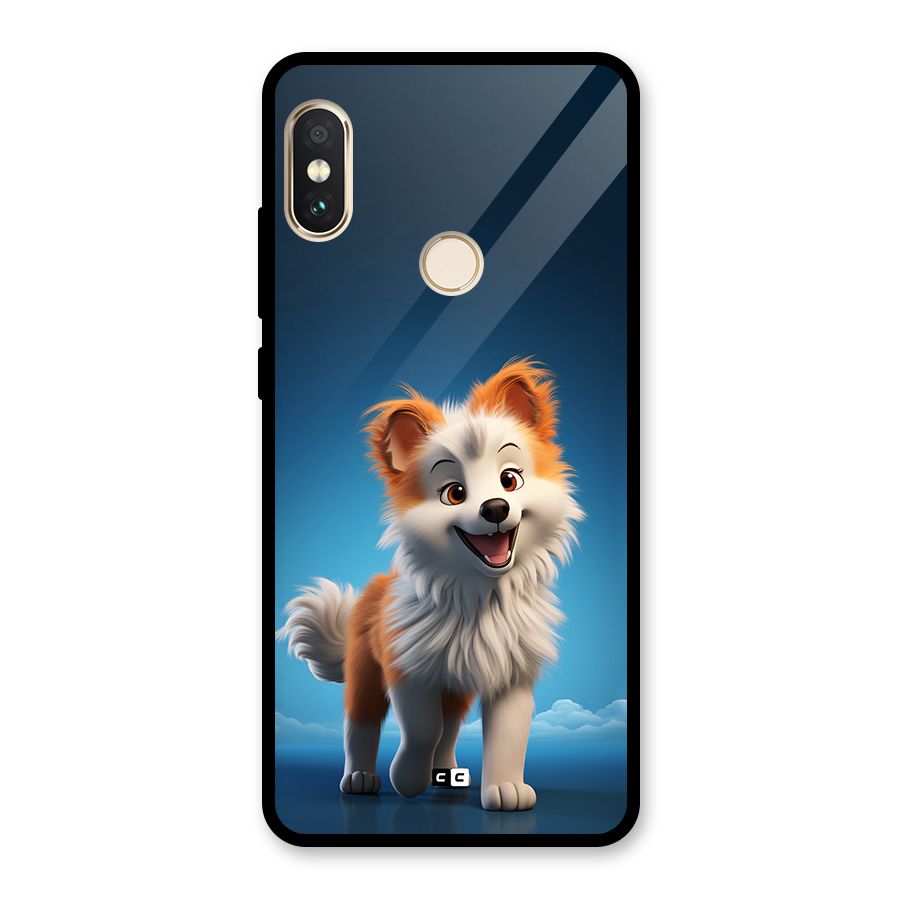 Cute Puppy Walking Glass Back Case for Redmi Note 5 Pro