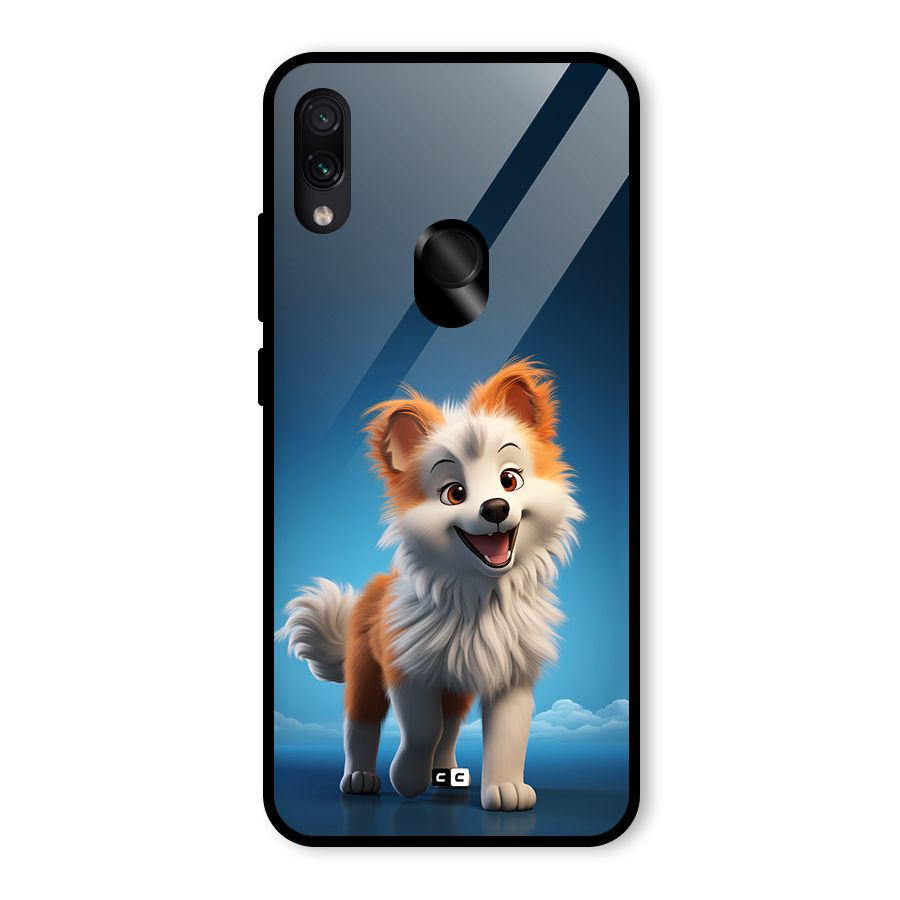 Cute Puppy Walking Glass Back Case for Redmi Note 7 Pro