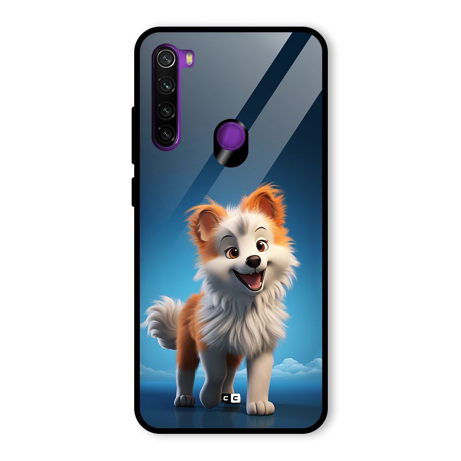 Cute Puppy Walking Glass Back Case for Redmi Note 8