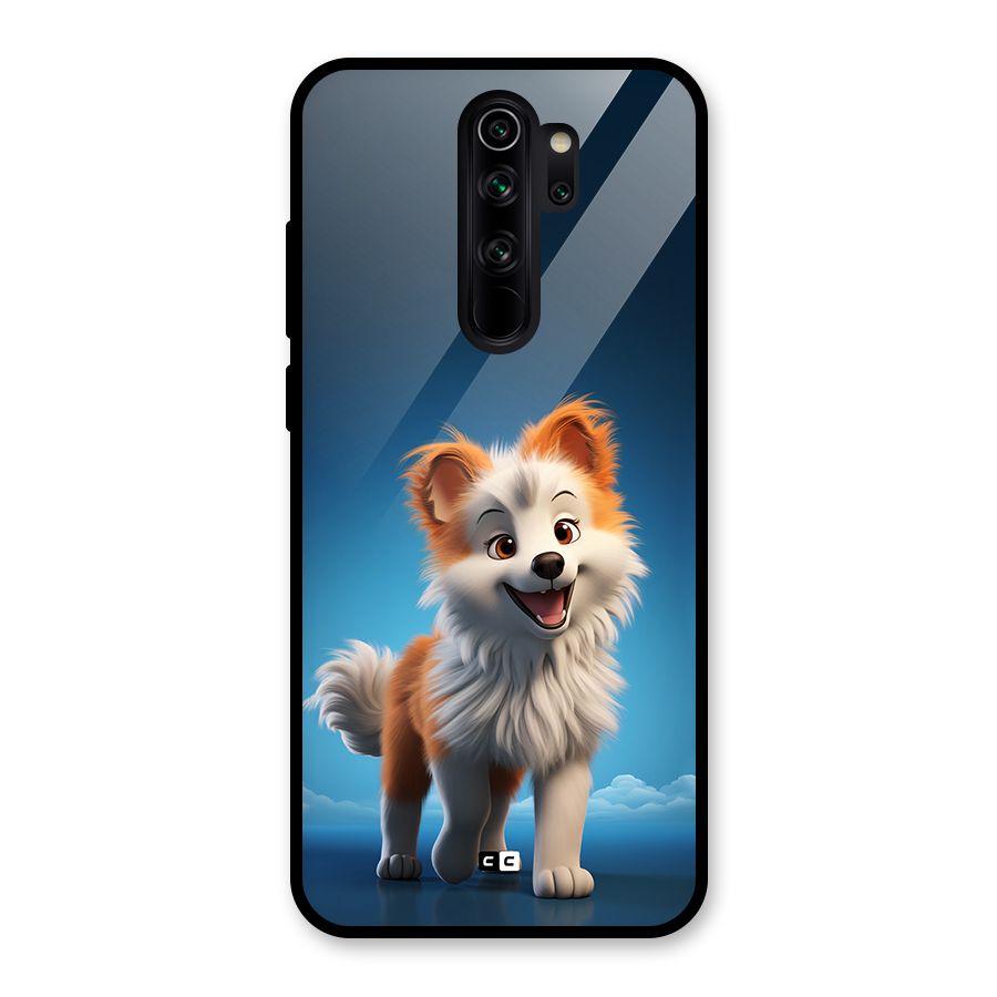 Cute Puppy Walking Glass Back Case for Redmi Note 8 Pro