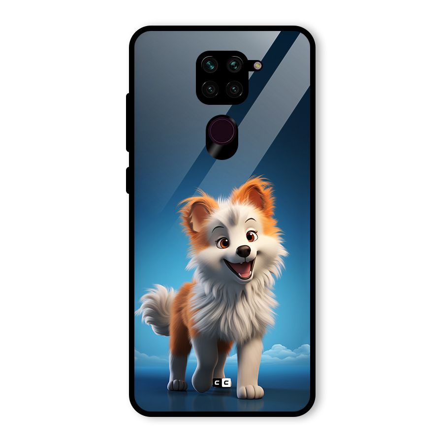 Cute Puppy Walking Glass Back Case for Redmi Note 9