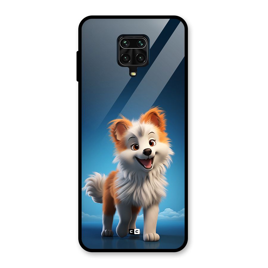 Cute Puppy Walking Glass Back Case for Redmi Note 9 Pro