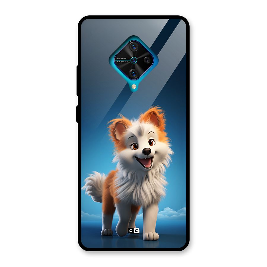 Cute Puppy Walking Glass Back Case for Vivo S1 Pro