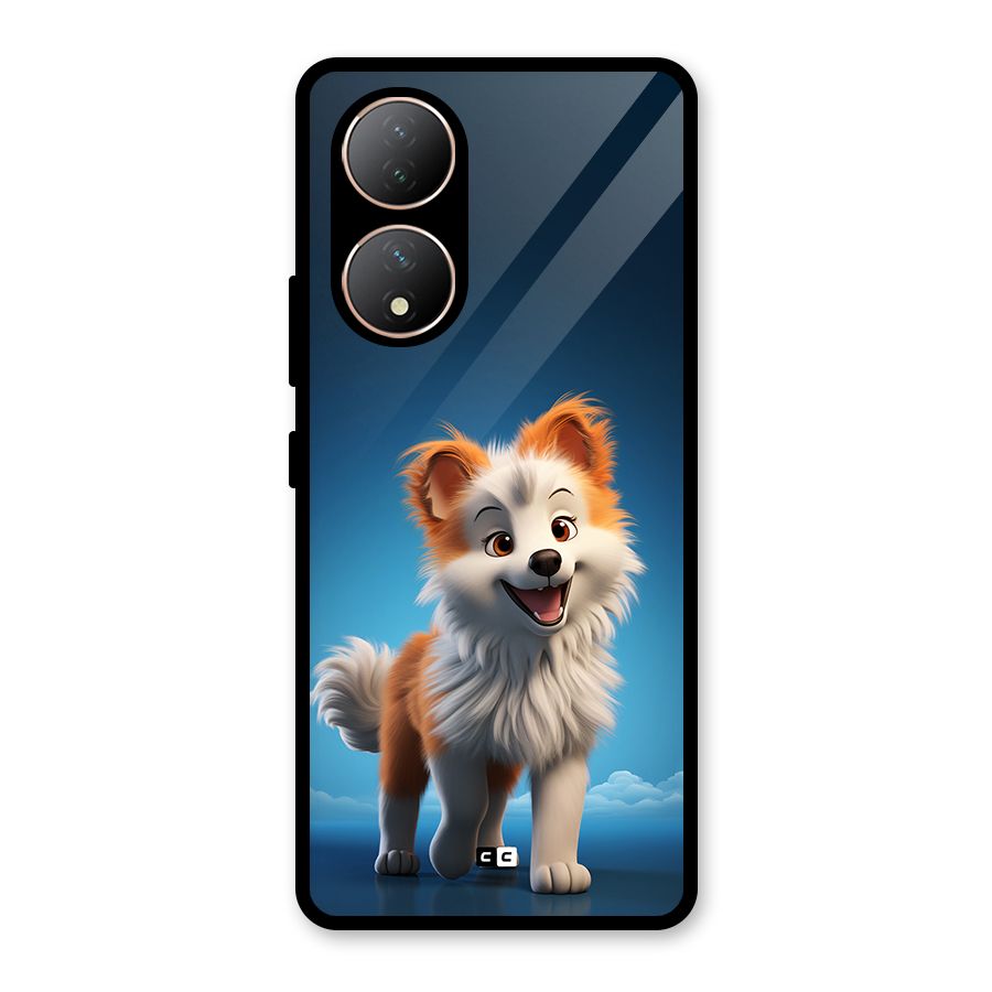 Cute Puppy Walking Glass Back Case for Vivo T2