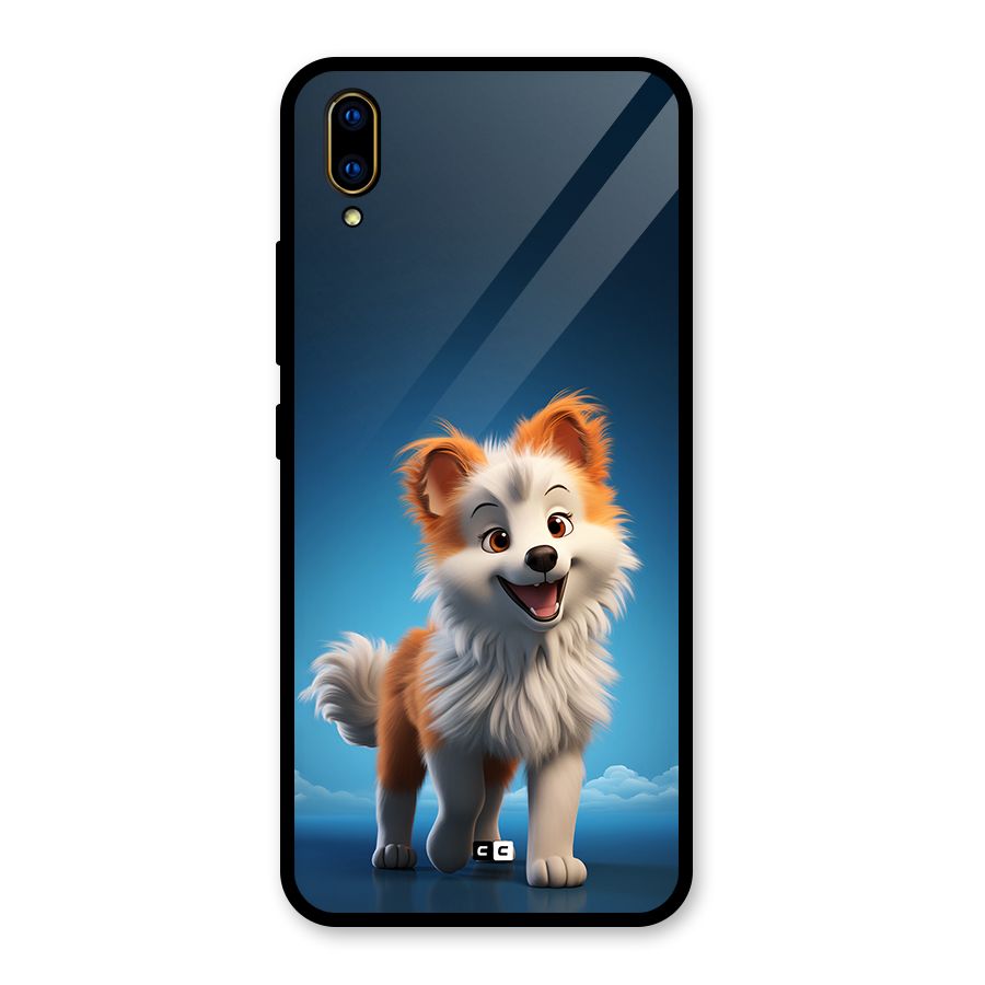 Cute Puppy Walking Glass Back Case for Vivo V11 Pro