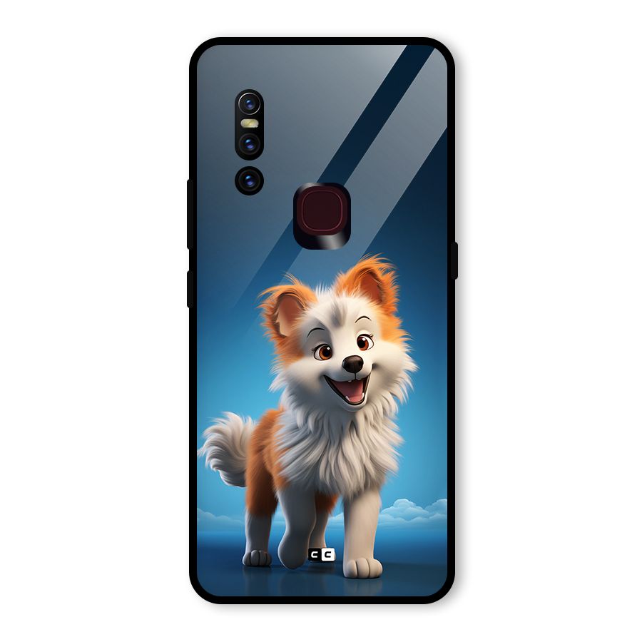 Cute Puppy Walking Glass Back Case for Vivo V15